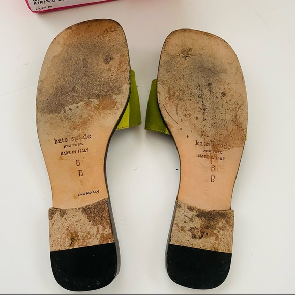 Kate Spade Mona Green Striped Silk Slip On Sandals Size 6 - Picture 6 of 8